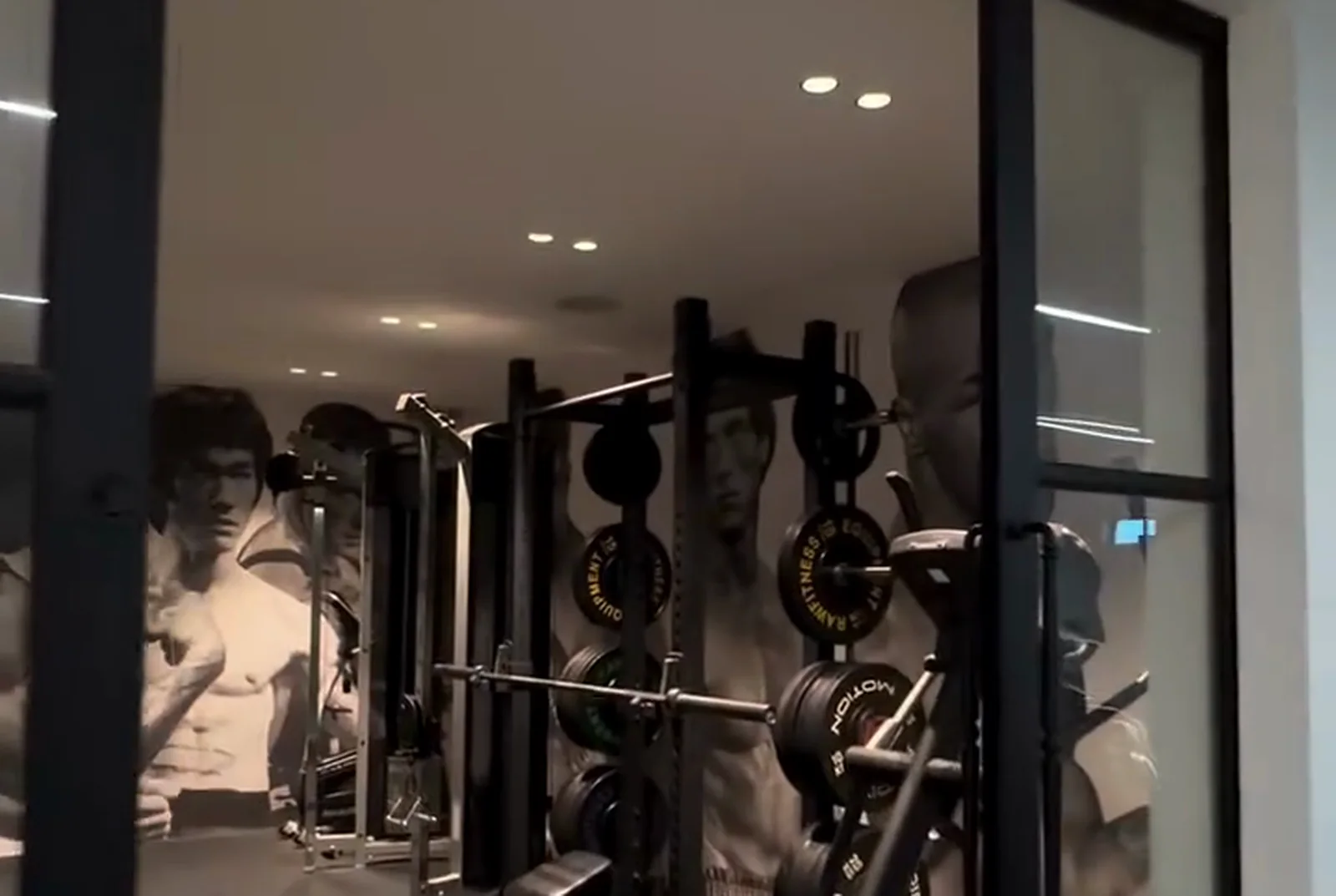 Basement gym fitted out with rig and free weights