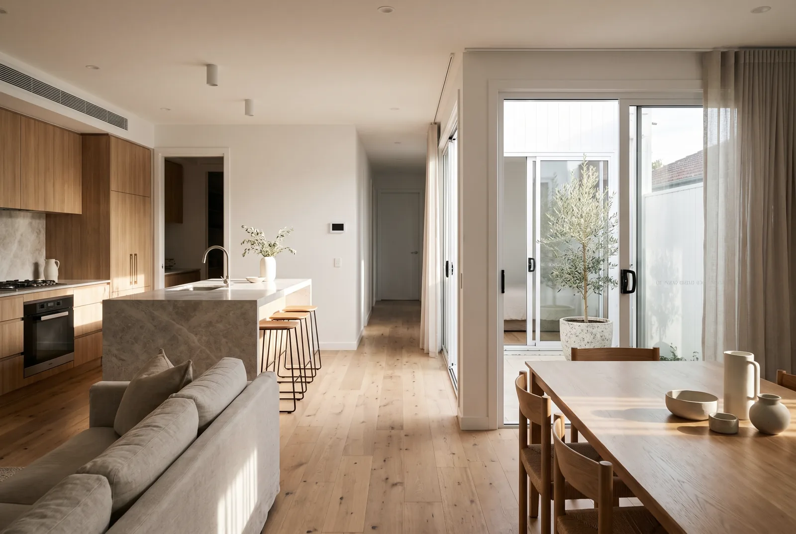 Townhouse living and dining room