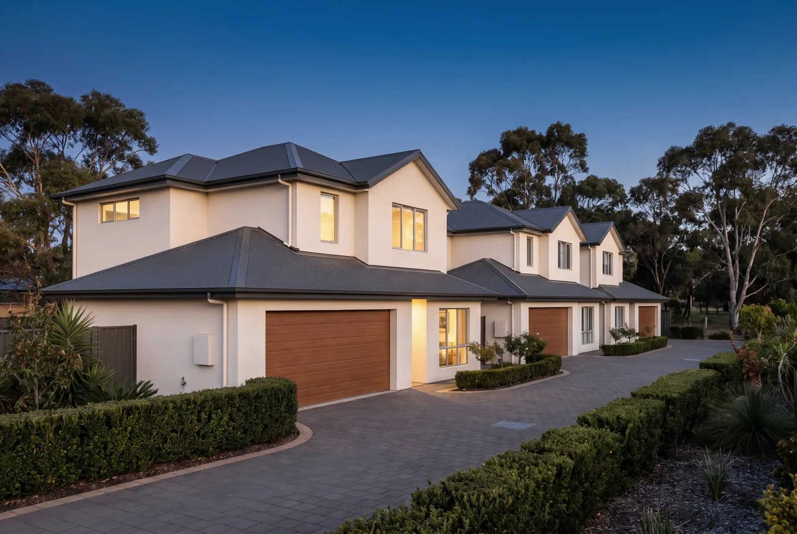 Wentworthville townhouses at dusk